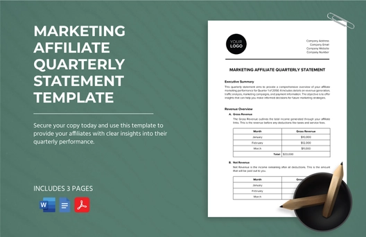Marketing Affiliate Quarterly Statement Template Marketing Affiliate Quarterly Statement Template