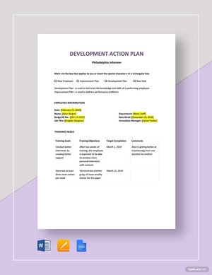 Development Action Plan Template Development Action Plan Template