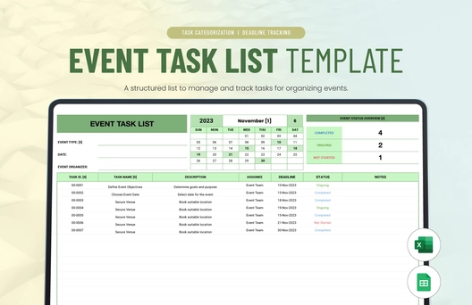 Event Task List Template