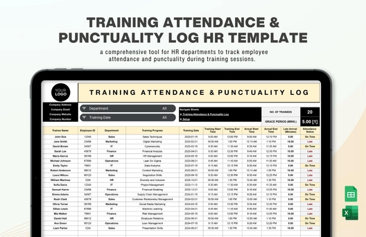 Training Attendance & Punctuality Log HR Template