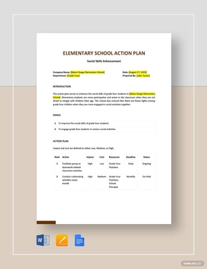 Elementary School Action Plan Template