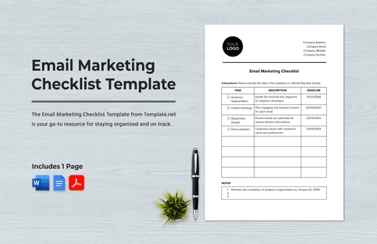 Email Marketing Checklist Template