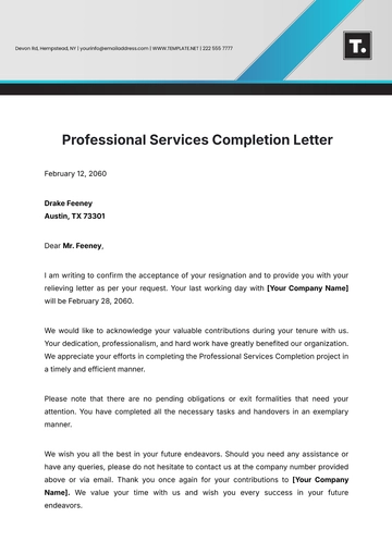 Free Printable Service Completion Letter Template to Edit Online