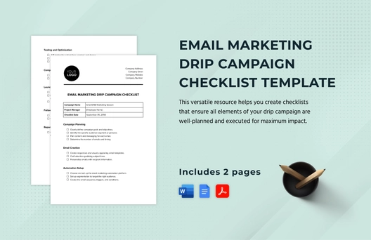 Email Marketing Drip Campaign Checklist Template