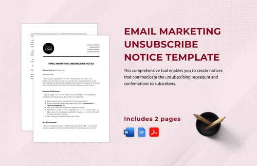 Email Marketing Unsubscribe Notice Template