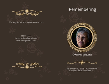 Free Elegant Leather Funeral Program Design Template to Edit Online