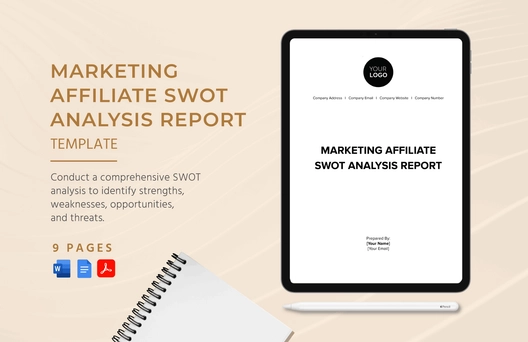 Marketing Affiliate SWOT Analysis Report Template