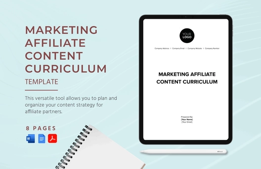 Marketing Affiliate Content Curriculum Template