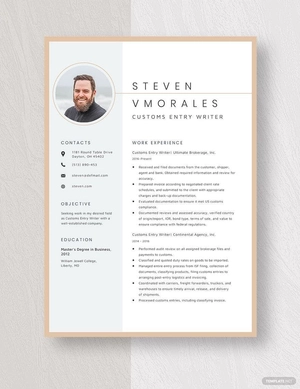 Customs Entry Writer Resume