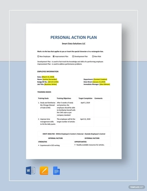 Personal Action Plan Template