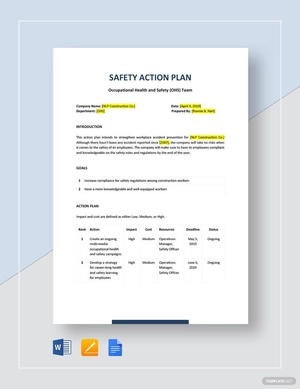 Safety Action Plan Template