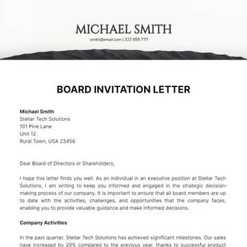 Free Board Invitation Letter Template to Edit Online