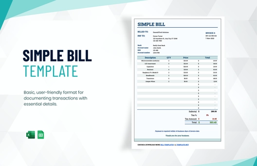 Simple Bill Template Simple Bill Template