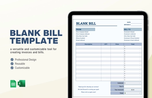 Blank Bill Template Blank Bill Template