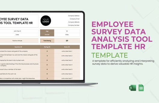 Employee Survey Data Analysis Tool Template  HR Template