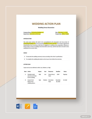 Wedding Action Plan Template