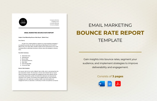 Email Marketing Bounce Rate Report Template