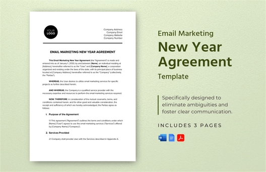 Email Marketing New Year Agreement Template