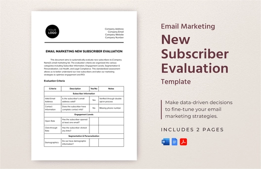 Email Marketing New Subscriber Evaluation Template