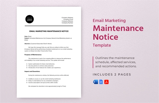 Email Marketing Maintenance Notice Template