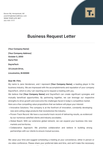 Free Business Request Letter Template to Edit Online