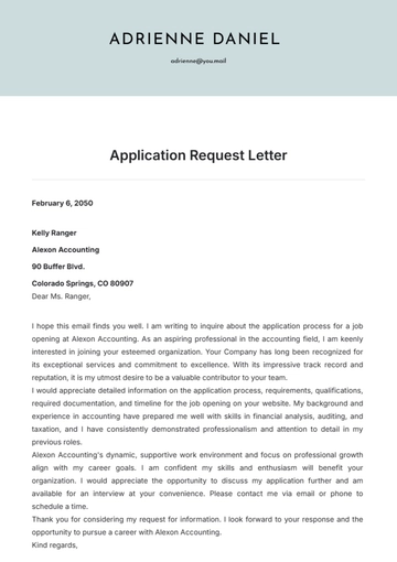 Free Application Request Letter Template to Edit Online