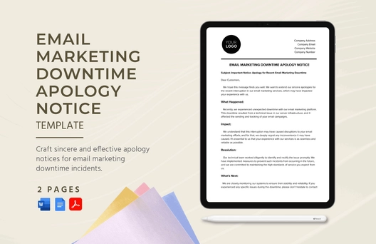 Email Marketing Downtime Apology Notice Template