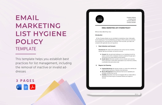 Email Marketing List Hygiene Policy Template