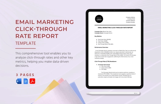 Email Marketing Click-Through Rate Report Template