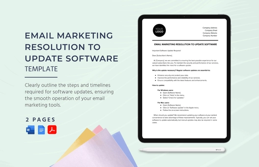 Email Marketing Resolution to Update Software Template