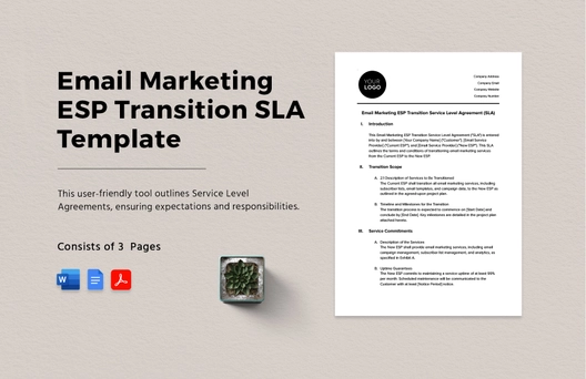 Email Marketing ESP Transition SLA Template Email Marketing ESP Transition SLA Template