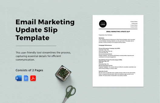 Email Marketing Update Slip Template