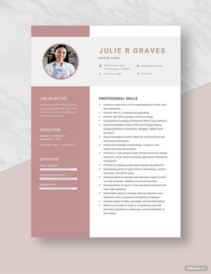 Editor Chief Resume