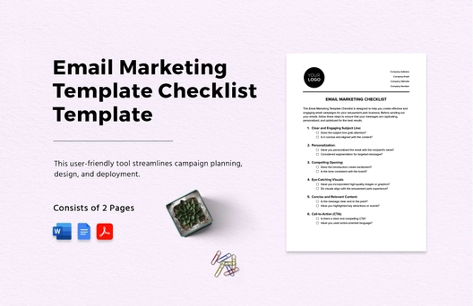Email Marketing Template Checklist Template