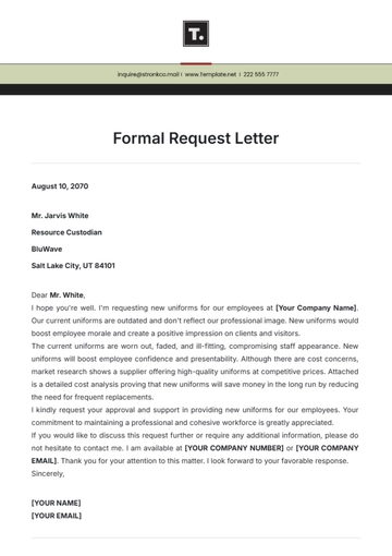 Free Formal Request Letter Template to Edit Online