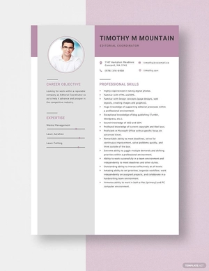 Editorial Coordinator Resume