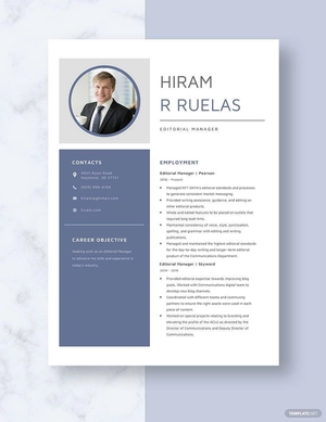 Editorial Manager Resume