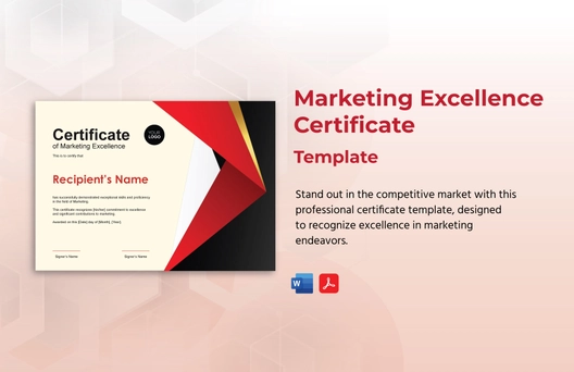 Marketing Excellence Certificate Template