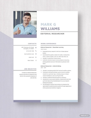 Editorial Researcher Resume