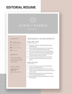Editorial Resume