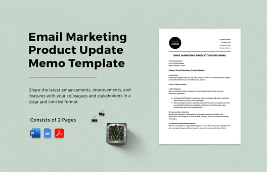 Email Marketing Product Update Memo Template
