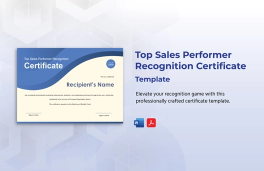 Top Sales Performer Recognition Certificate Template