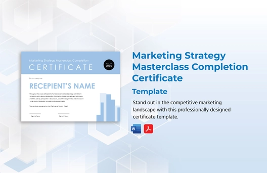 Marketing Strategy Masterclass Completion Certificate Template