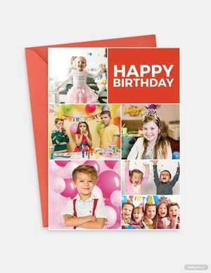 Photo Birthday Greeting Card Template