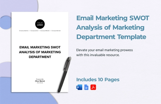 Email Marketing SWOT Analysis of Marketing Department Template