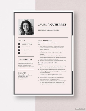 Corporate Administrator Resume