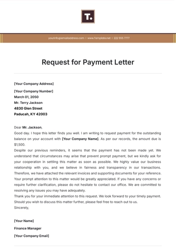 Free Request for Payment Letter Template to Edit Online