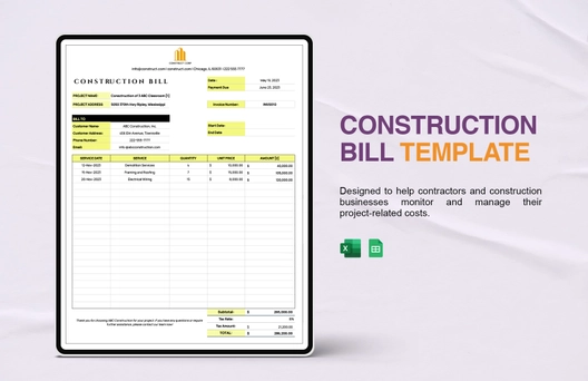 Construction Bill Template