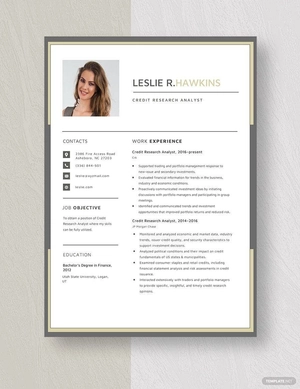 Credit Research Analyst Resume