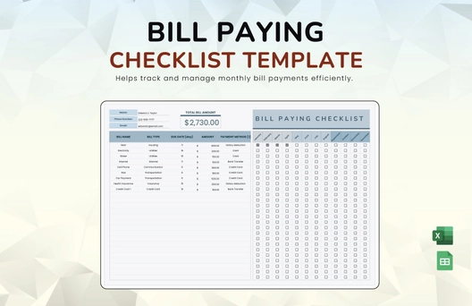 Bill Paying Checklist Template